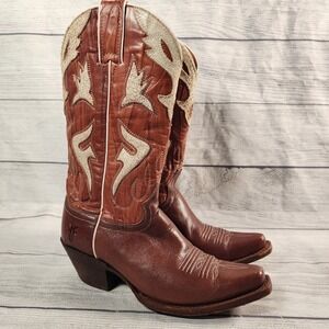 Frye Women's 6 B Western Boots Brown Leather Pointed Toe Cowboy Boots